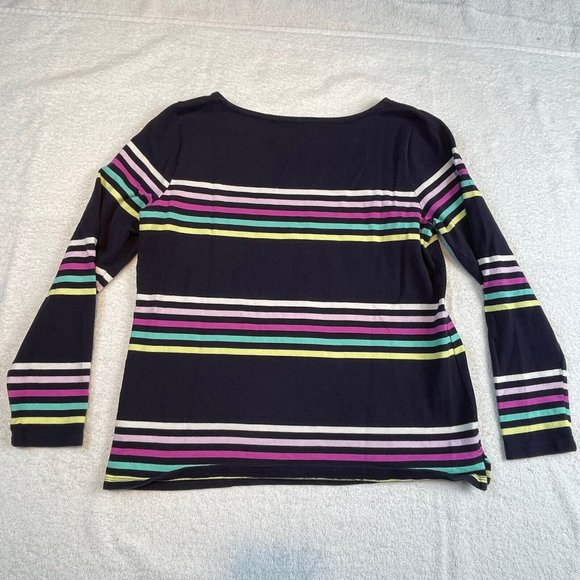 Talbots PM P Med Cotton Pullover Sweater Light Stripped Multi Blue White Boat - Picture 13 of 13